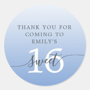 Sweet 16 Blue Ombre Vielen Dank Individuelle Name Runder Aufkleber