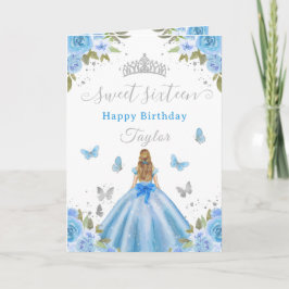 Sweet 16 Blue Princess Blonde Girl Karte