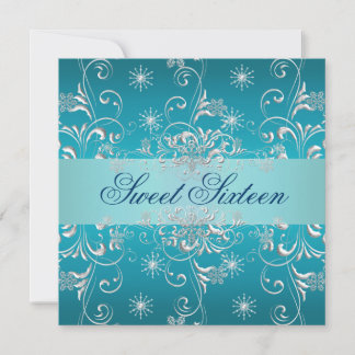Sweet 16 Blue Snow Birthday Einladung