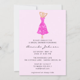 Sweet 16. Brautparty Pink Dress Spark Einladung