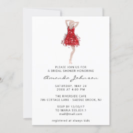Sweet 16. Brautparty Red Dress White Einladung