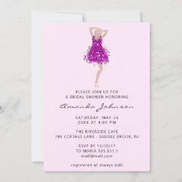 Sweet 16. Brautparty Rosa Glitzer Kleid Einladung