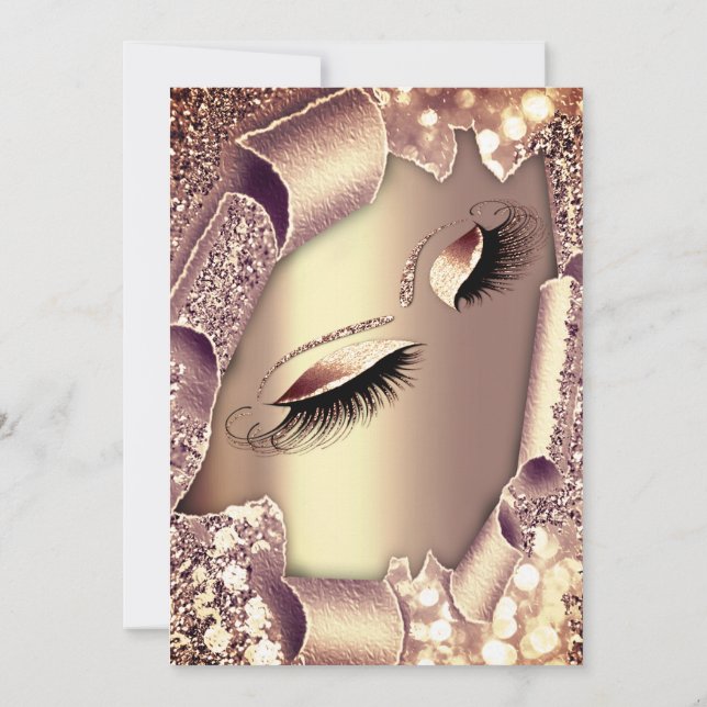 Sweet 16. Brautparty ROSE GOLD MAKEUP Einladung (Rückseite)