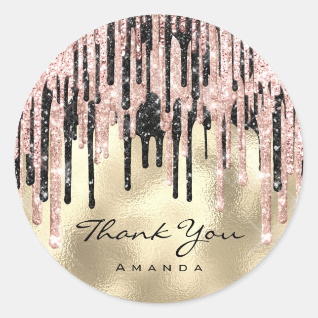 Sweet 16. Brautparty Rose Gold Tropfen Runder Aufkleber (Vorderseite)