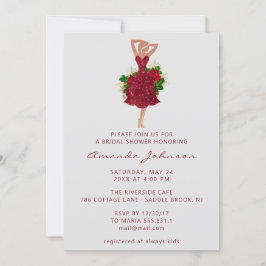 Sweet 16. Brautparty Rotes Kleid Floral Einladung