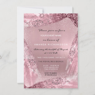 Sweet 16. Bridal Diamond Dress Rose Mauve Peony Einladung