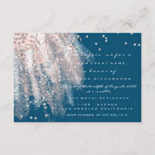 Sweet 16. Bridal Dress Rose Gold Blue Navy Einladung