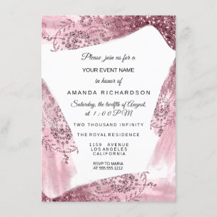 Sweet 16. Bridal Pink Dress Rose Quineanera White Einladung
