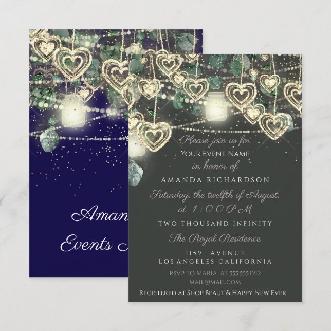 Sweet 16. Bride Rustic Wood Navy Mint Smoky Grün Einladung (Vorne/Hinten)