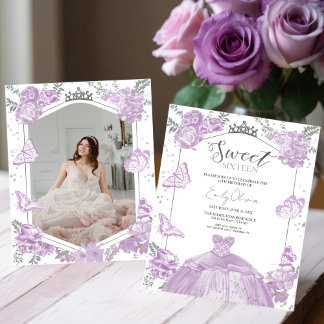 Sweet 16 Budget Einladung Schmetterlingskleid