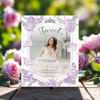 Sweet 16 Budget Foto Einladung Schmetterling