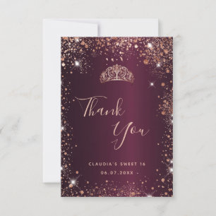 Sweet 16 burgundy Rose Gold Danke Karte