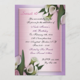 Sweet 16 calla lily invitation d'anniversaire élég