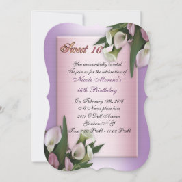 Sweet 16 calla lily invitation d'anniversaire élég