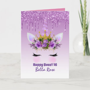 Sweet 16 Carte Anniversaire Personnalisée Cute Uni