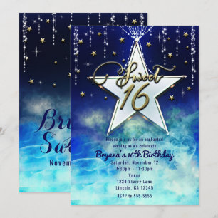 Sweet 16 Celestial Clouds & Gold Stars Party Einladung