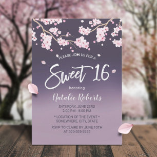 Sweet 16 Cherry Blossom Blume Elegant Lila Einladung