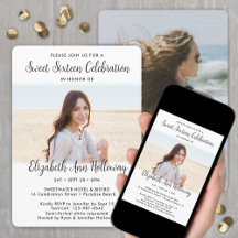 Sweet 16 Chic Modern Script 2 Foto Geburtstagspart