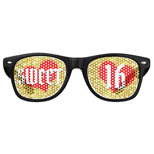 SWEET 16 Coeur rétro Shades / Fun Party Lunettes d (Devant)