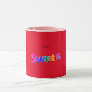 Sweet 16 Combo Tasse/individuelle Name.red/pink. Tasse