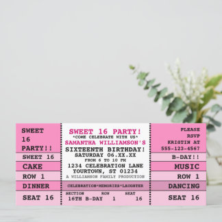 Sweet 16 Concert Ticket Einladung