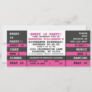 Sweet 16 Concert Ticket Einladung