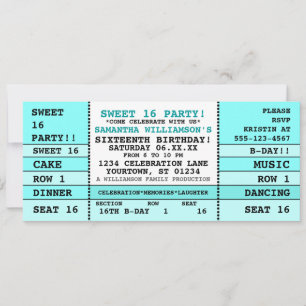 Sweet 16 Concert Ticket Einladung