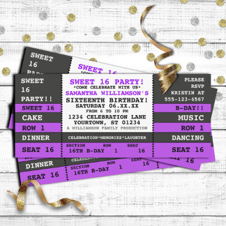 Sweet 16 Concert Ticket Einladung