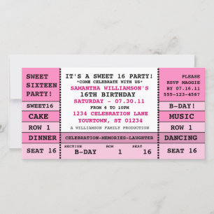 Sweet 16 Concert Ticket Einladung Fotokarte