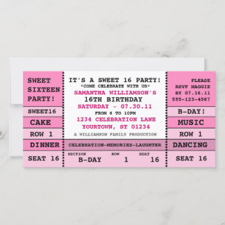Sweet 16 Concert Ticket Einladung Fotokarte