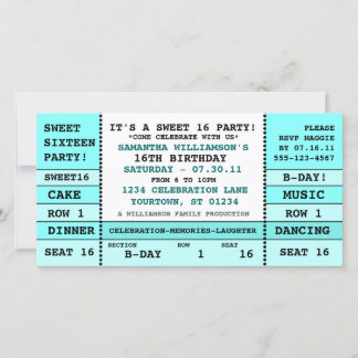 Sweet 16 Concert Ticket Einladung Fotokarte