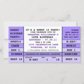Sweet 16 Concert Ticket Einladung Fotokarte