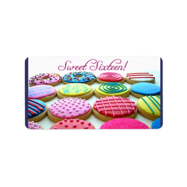 Sweet 16 Cookie Tray Adressaufkleber (Vorne)