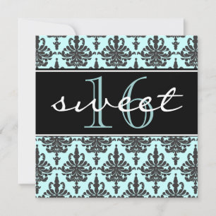 Sweet 16 Damask Anniversaire Party Invitation
