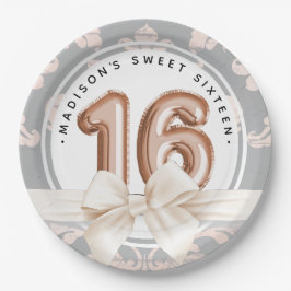 Sweet 16 Damask Rose Goldballons Geburtstag Pappteller