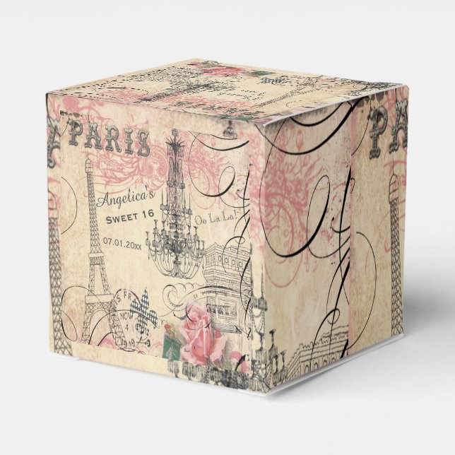 Sweet 16 Danke Eiffelturm & Chandelier Geschenkschachtel (Rückseite)