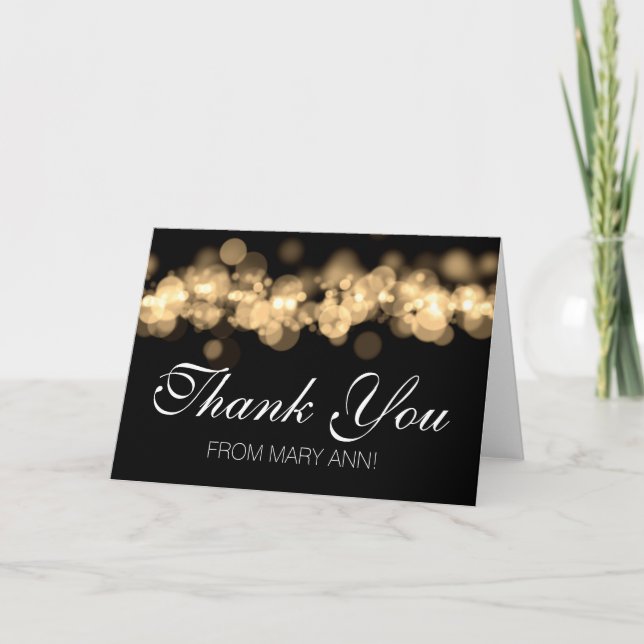 Sweet 16 Danke Gold Bokeh Lights (Vorderseite)