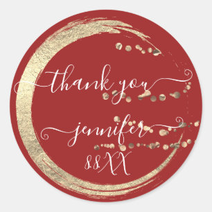 Sweet 16. Danke, Gold Save the Date Red Runder Aufkleber