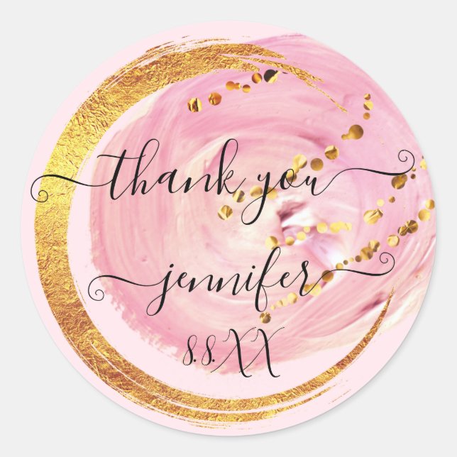 Sweet 16. Danke Save the Date Pink Powder Runder Aufkleber (Vorderseite)