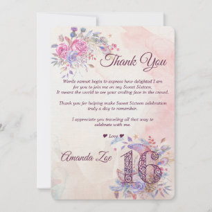 Sweet 16 Dankeschön Karte