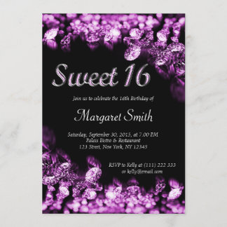 Sweet 16 Diamonds Lila Einladung
