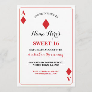 Sweet 16 Diamonds Playing Card Vegas Geburtstag Ac Einladung
