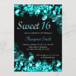 Sweet 16 Diamonds Türkis Einladung