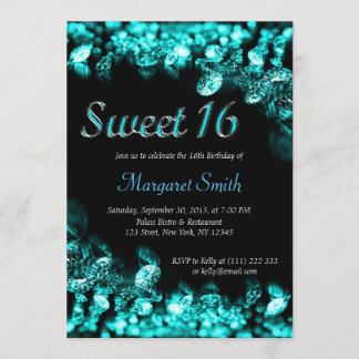Sweet 16 Diamonds Türkis Einladung