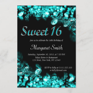 Sweet 16 Diamonds Türkis Einladung