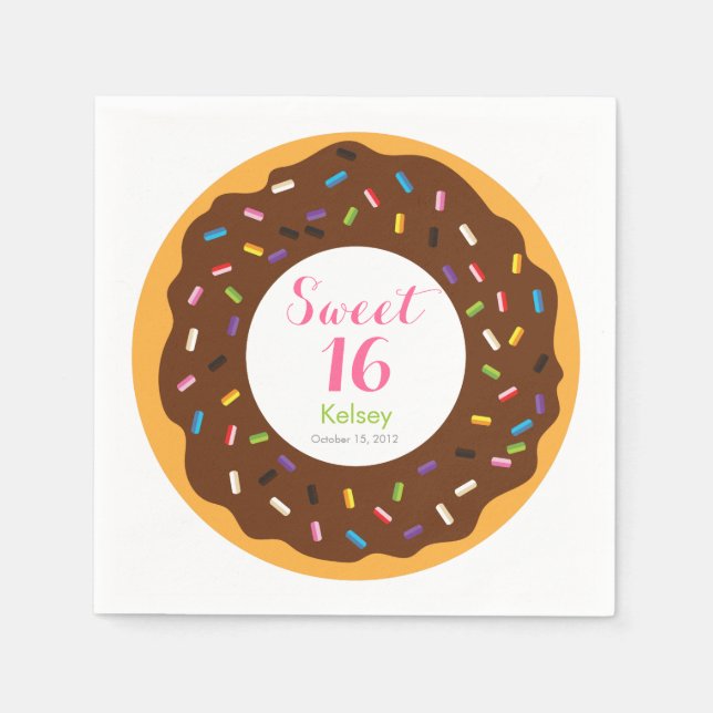 Sweet 16 Donut Serviette (Vorderseite)