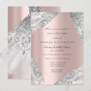 Sweet 16. Dress Spark Rose Silver Pink Diamond Einladung