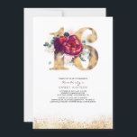 Sweet 16 Einladung Burgundy Red und Gold<br><div class="desc">16 . Geburtstag Gold Glitzer Einladung zum Geburtstag</div>