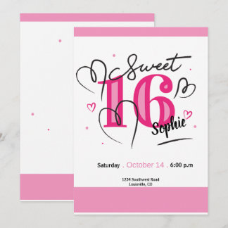 Sweet 16 Einladung Fuchsia Pink 16. Geburtstag