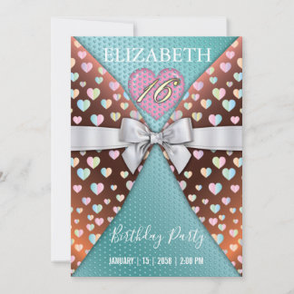 Sweet 16 Einladung mit farbenfrohen Fußketten und 